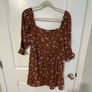 Brown floral dress